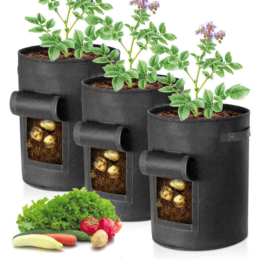 Yescom Pack of 3 10 Gallon Potato Grow Bags Fabric Pots w/ Handles