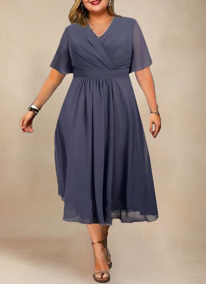 Women's Plus Size A Line Dress Solid Color