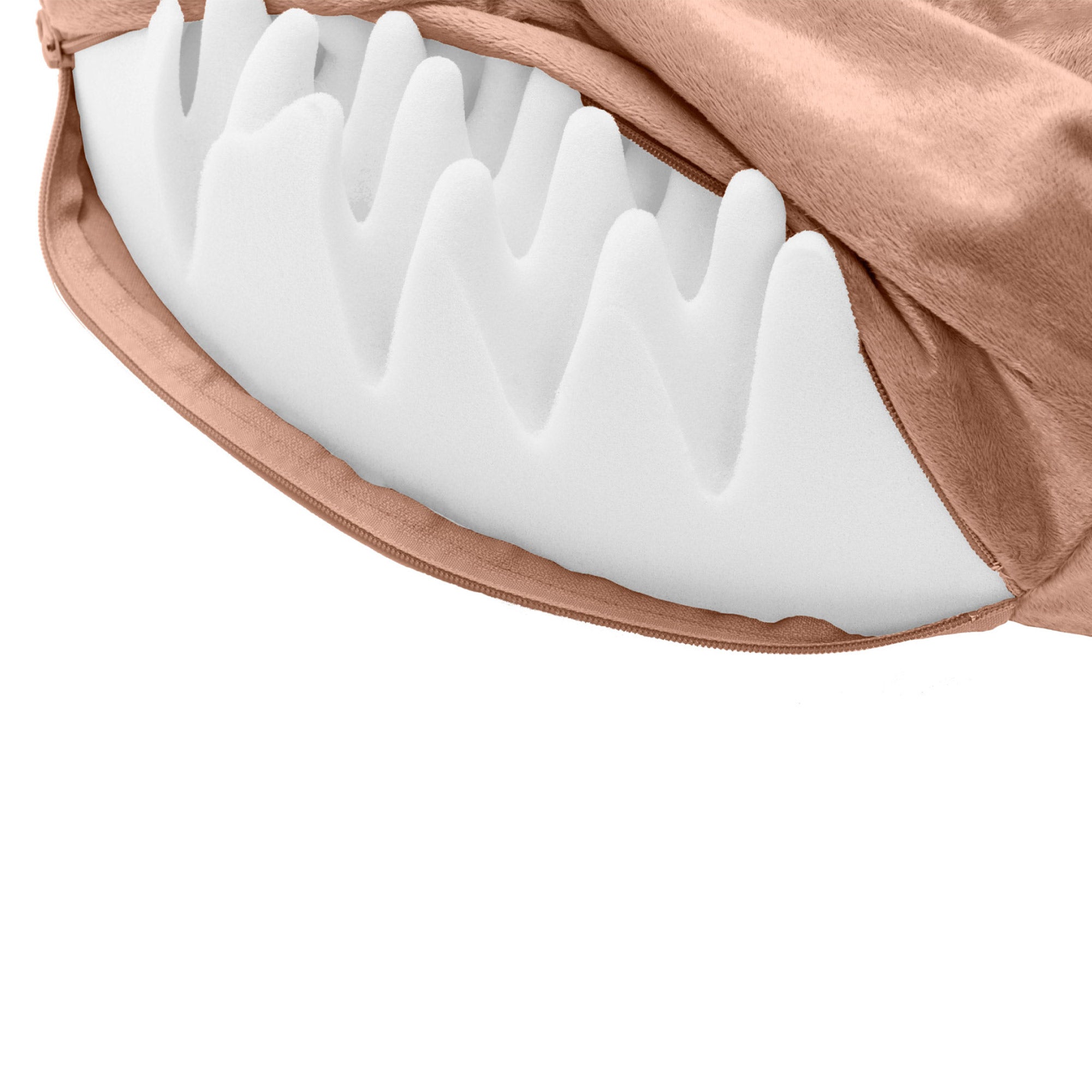 FurHaven Pet Dog Bed | Orthopedic Wave Fur and Velvet Snuggery Burrow Pet Bed for Dogs and Cats， Brownstone， 35