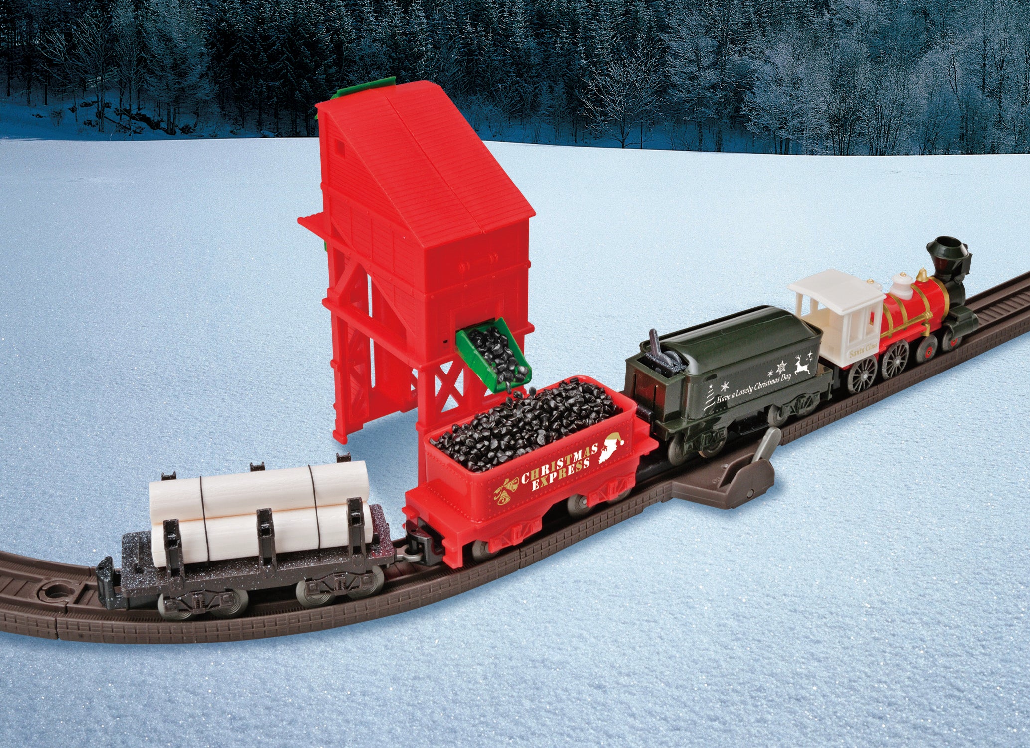 LEC Christmas Express Steam Locomotive American 4-4-0 Battery Operated Train Set