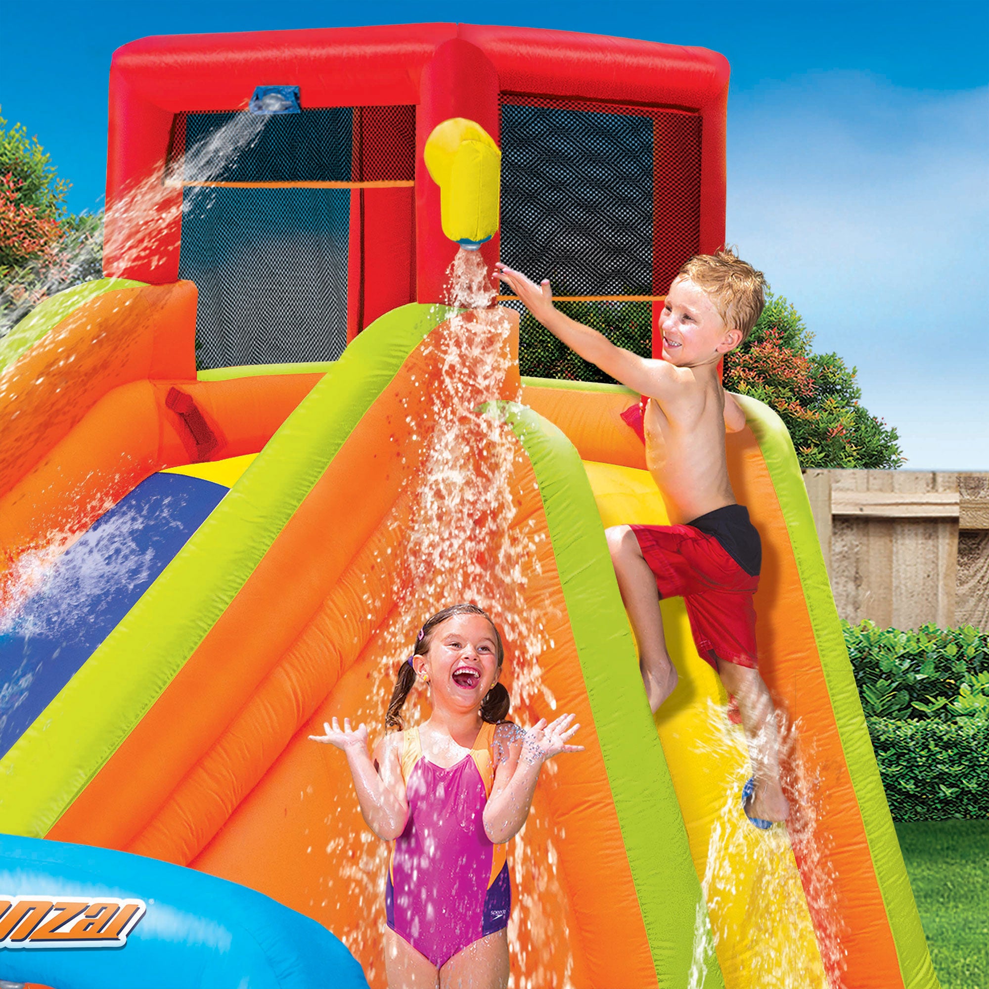 Fun Express Banzai Lazy River Inflatable Outdoor Adventure Water Park Slide and Splash Pool