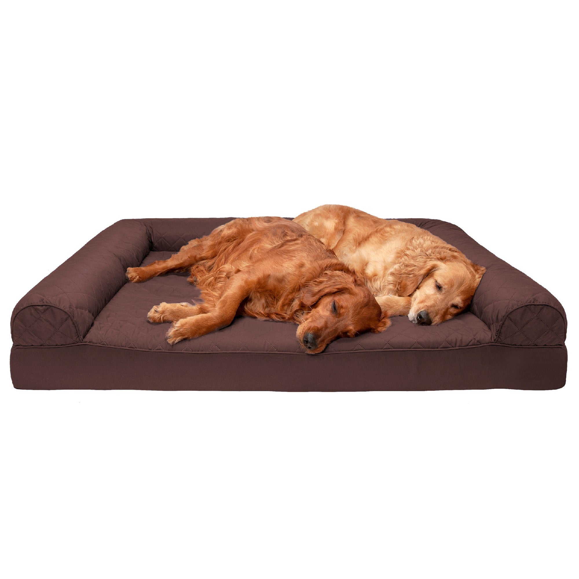 FurHaven | Orthopedic Quilted Sofa Pet Bed for Dogs and Cats， Coffee， Jumbo