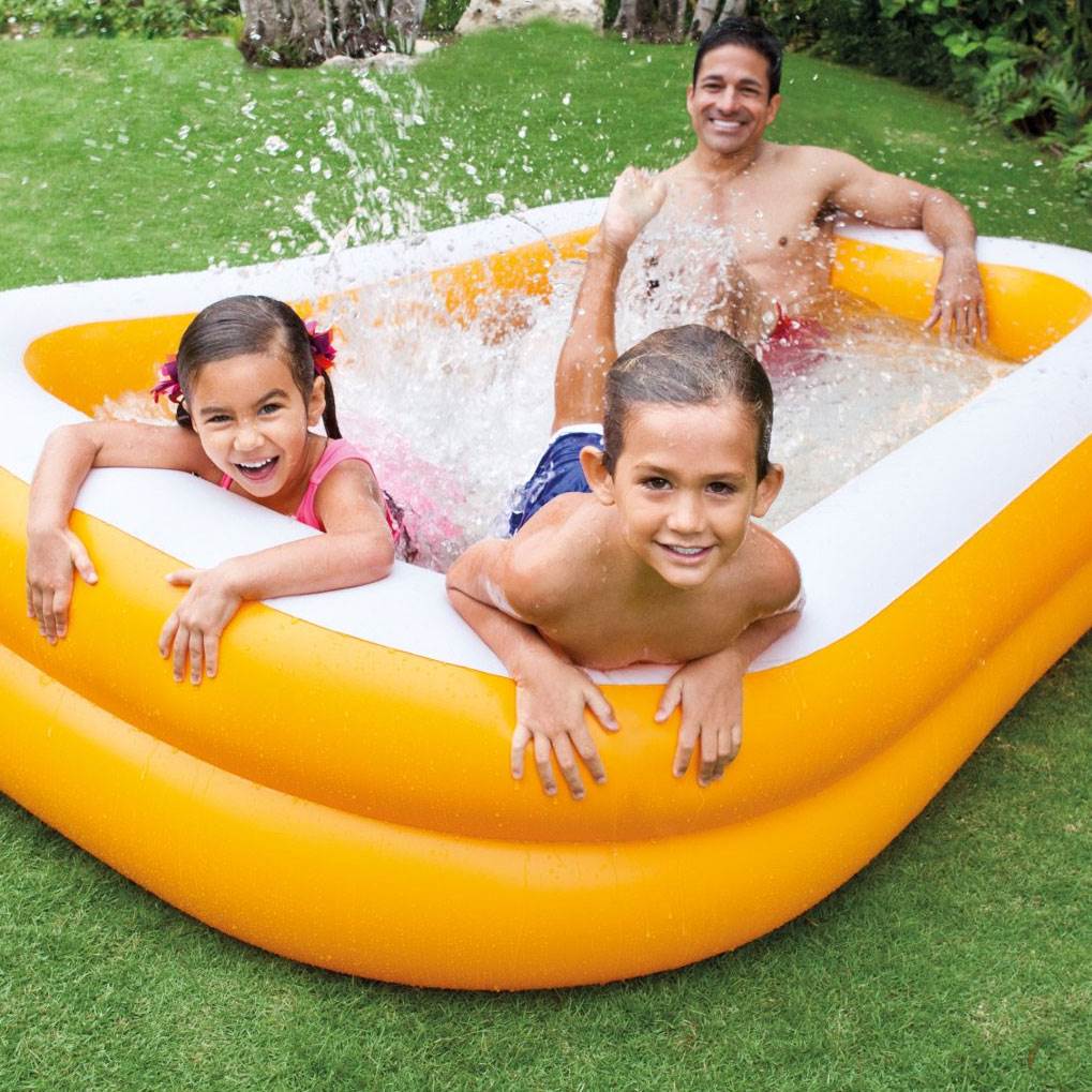 Intex 90in x 58in x 18in Outdoor Inflatable Family Swim Center， Orange (2 Pack)