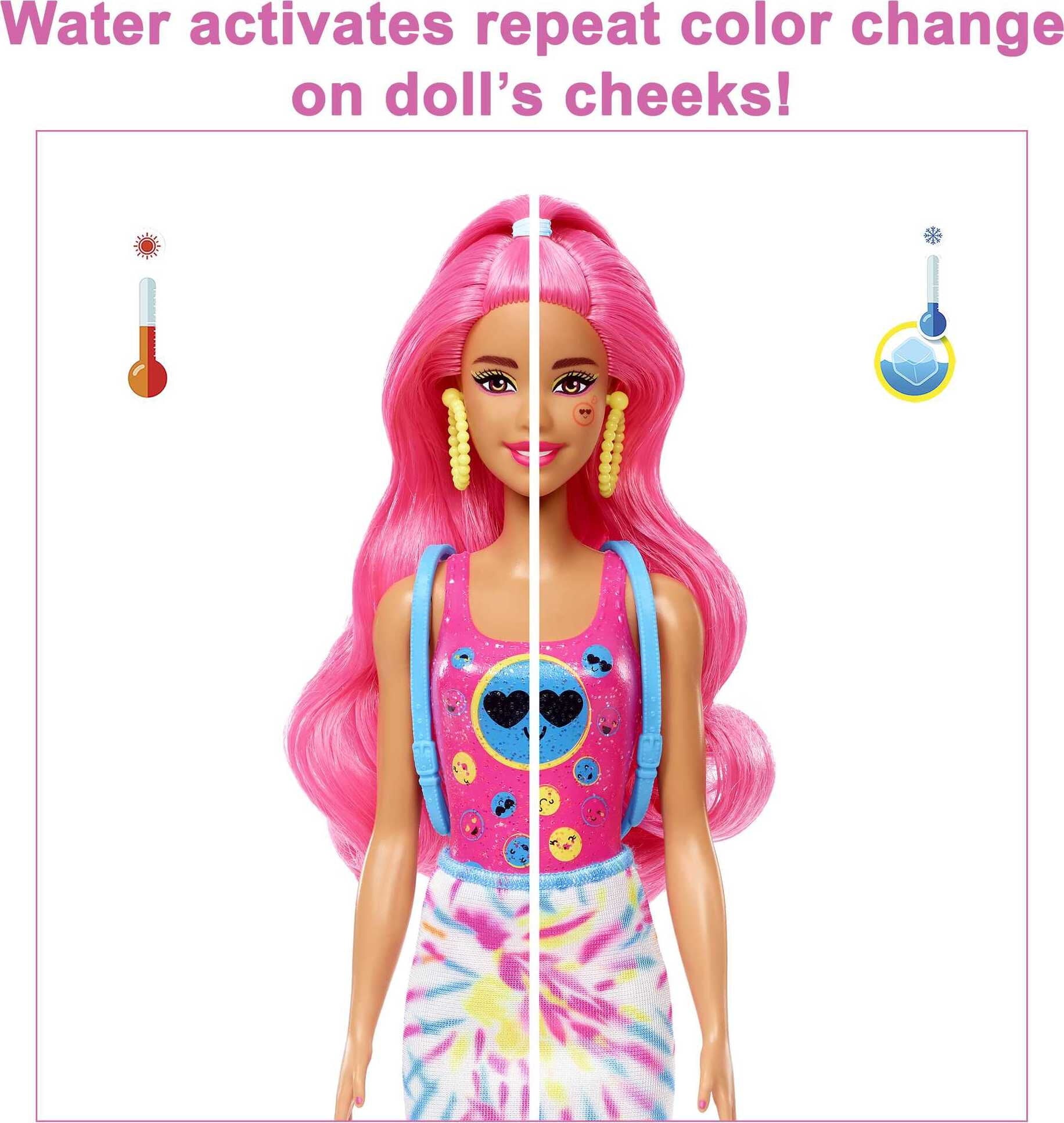 Barbie Color Reveal Neon Tie-Dye Fashion Doll with Accessories & Color Change (Styles May Vary)
