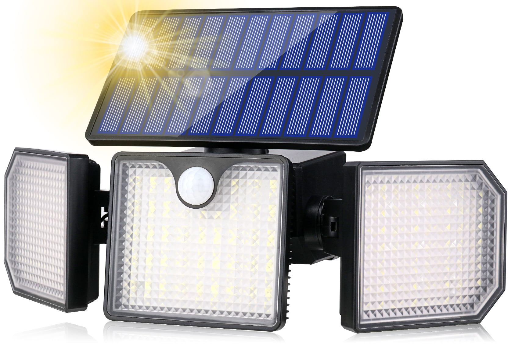 Ucgg Solar Lights Outdoor， 3 Adjustable Head 270° Wide Angle Lighting， Solar Wall Flood Light with Motion Sensor 2100Lm Security Lights， 1 Pack