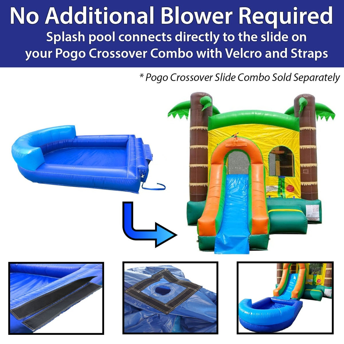 Pogo Bounce HouseInflatable Splash Pool / Ball Pit Add-on for Pogo Crossover Bounce House with Slide， 8 ft x 6 ft