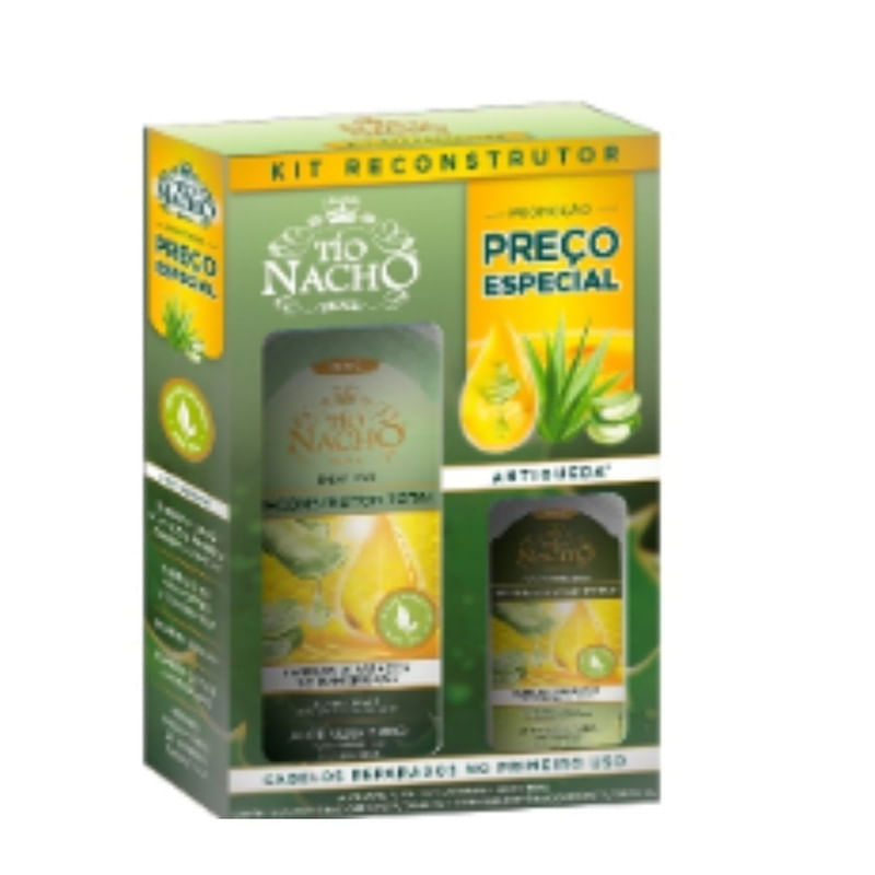 Shampoo 415ml e Condicionador 200ml Reconstrutor Aloe Vera Tio Nacho