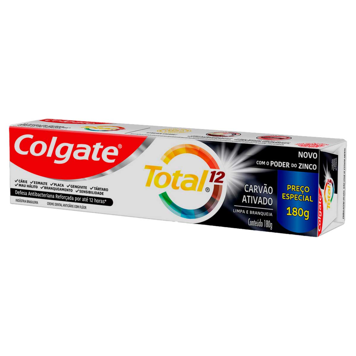 Creme Dental Colgate Total 12 com Carvao Ativado 180g