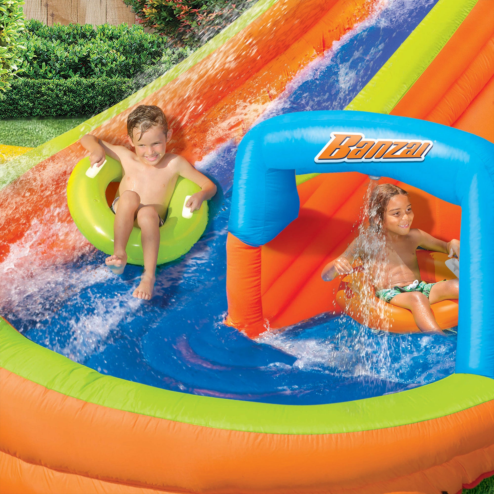 Fun Express Banzai Lazy River Inflatable Outdoor Adventure Water Park Slide and Splash Pool