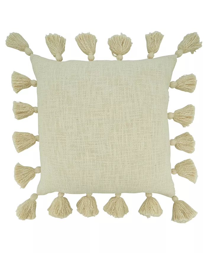 Saro Lifestyle Chunky Tassel Poly Filled Decorative Pillow， 20