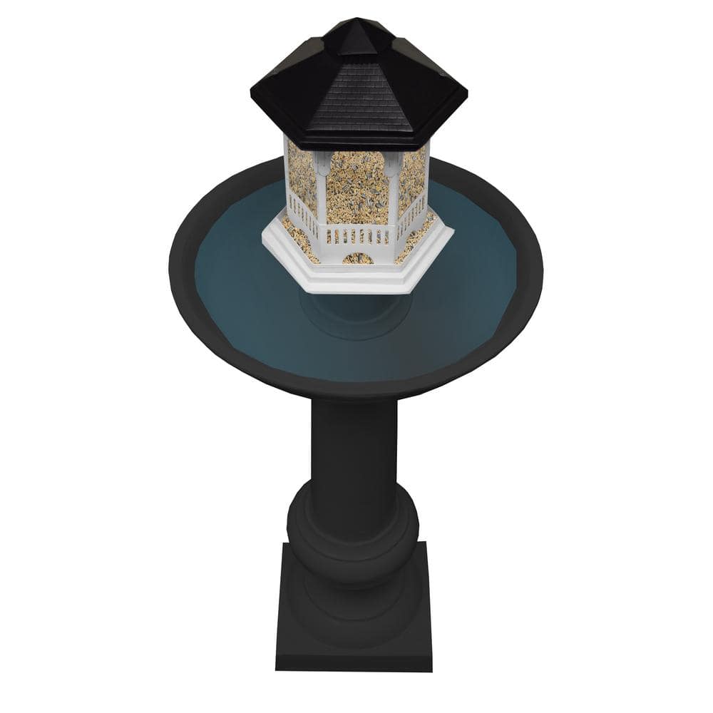 Oakland Living Black Aluminum Planter Birdbath JOJO-BB-BF-BLACK