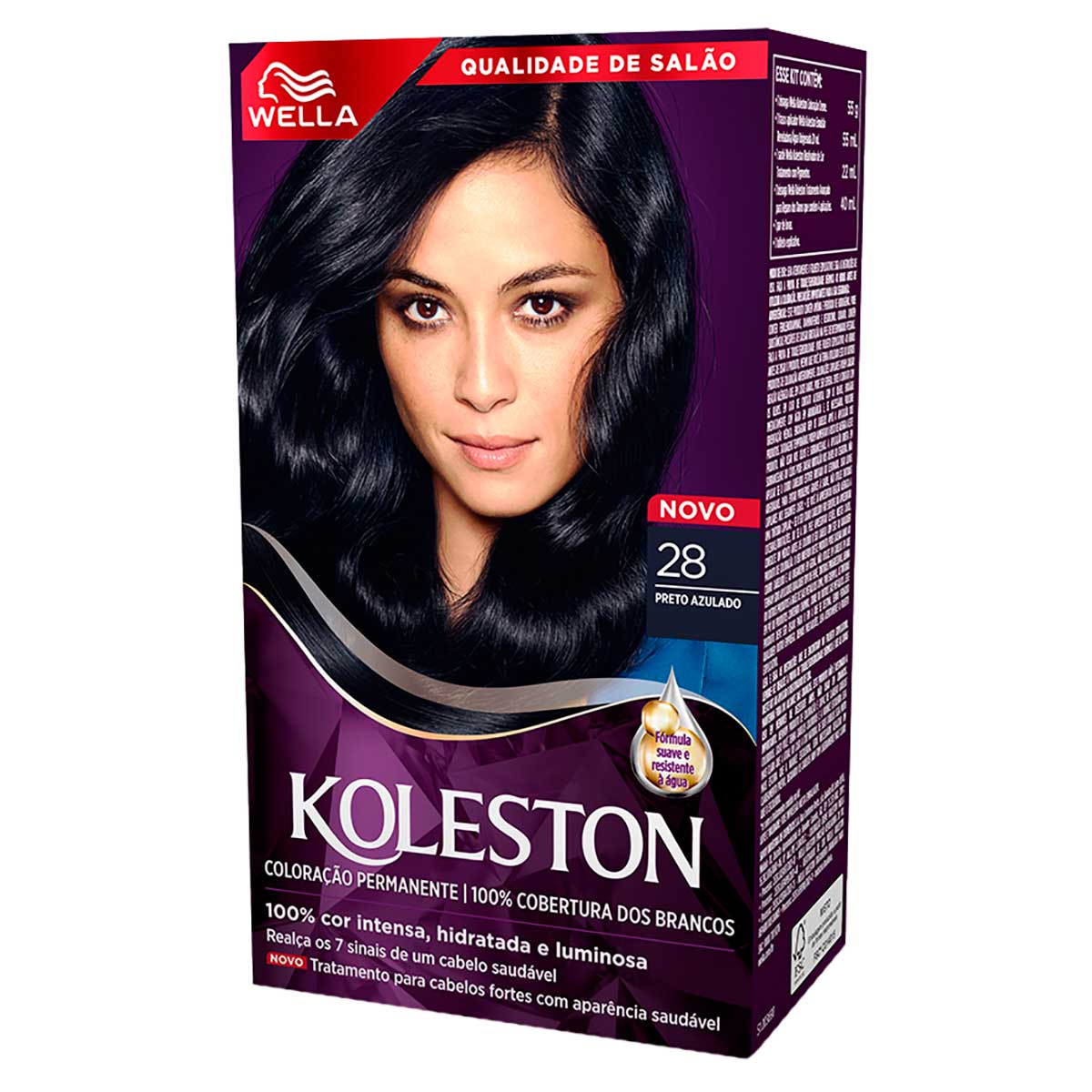 Kit tintura 28 preto azulado Wella Koleston