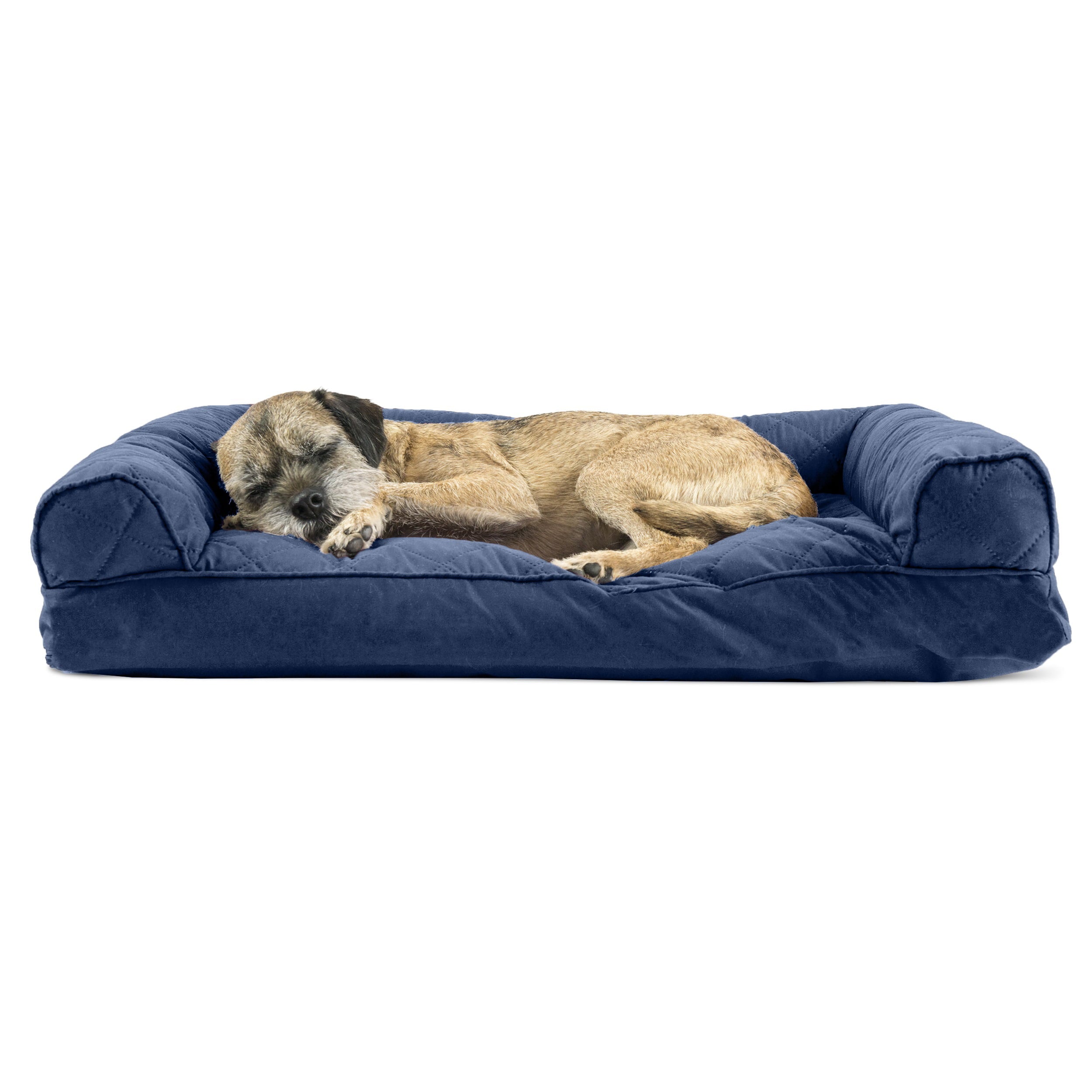 FurHaven | Quilted Pillow Sofa Pet Bed for Dogs and Cats， Navy， Medium