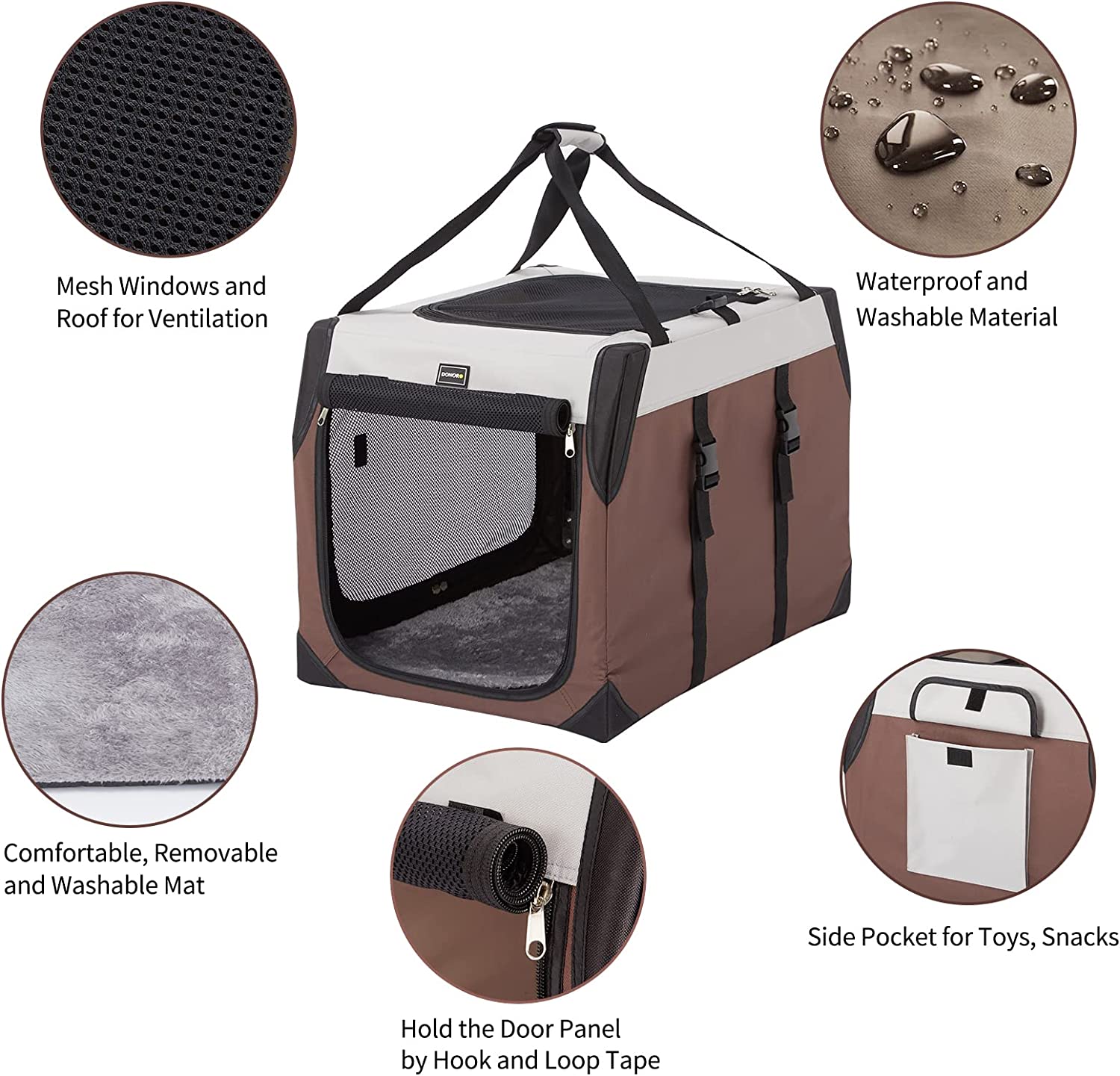 Dog Crates for Medium Dogs， Portable Collapsible Three Door Dog Kennel and Houses， Soft-Sided Cage for Indoor Training and Outdoor Travel with Pad (Medium (36