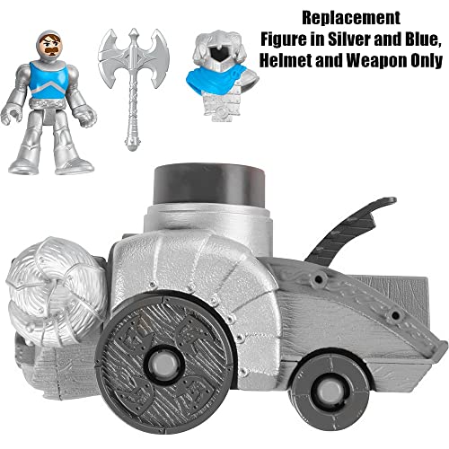 Replacement Parts for Fisher-Price Imaginext Royal Battering Ram Playset - HCG48 ~ Replacement Figure in Silver and Blue， Helmet and Weapon