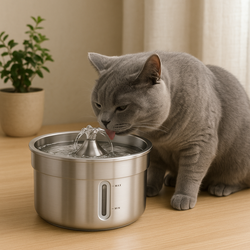 Stainless Steel Pet Water Fountain 3.2L | Quiet Flow Cat Drinking Fountain with Filter