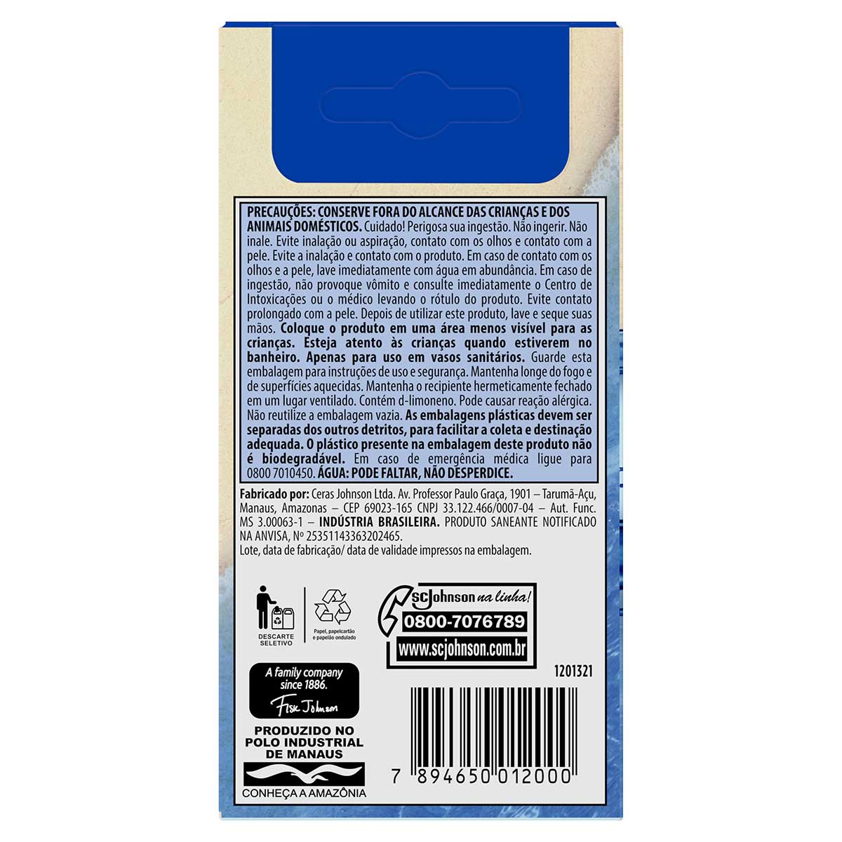 Detergente Sanitario Gel Adesivo Azul Pato 38g Refil