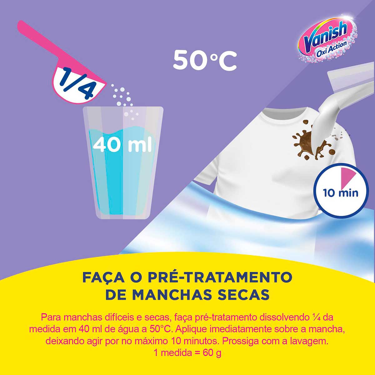 Tira Manchas em Po Vanish Crystal White Oxi Action para roupas brancas 450g
