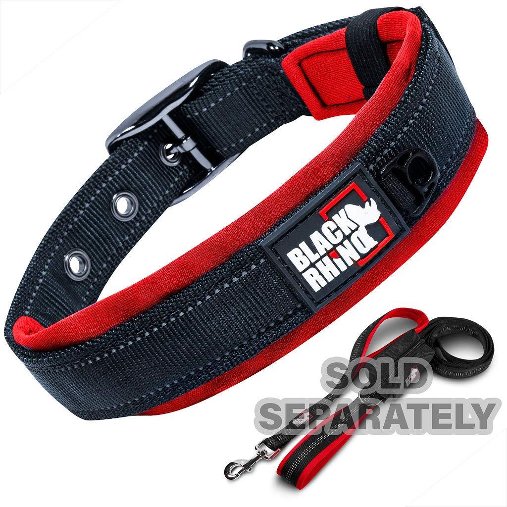 BLACK RHINO Comfort Dog Collar Ultra Soft Neoprene (Small， Red/Black)