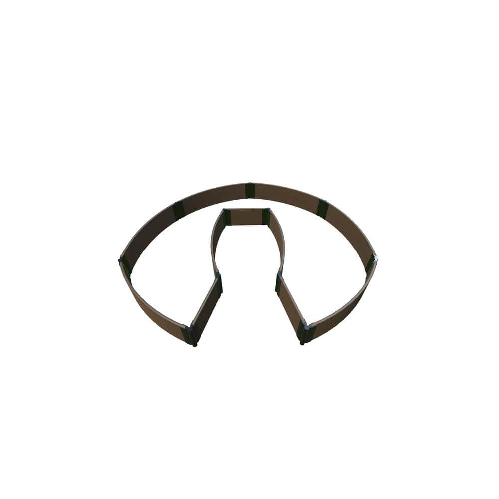Frame It All 9 ft. x 6 ft. x 11 in. Uptown Brown Composite Walk-In Circle Chicago Keyhole Path Raised Garden Bed - 1 in. Profile 800002158