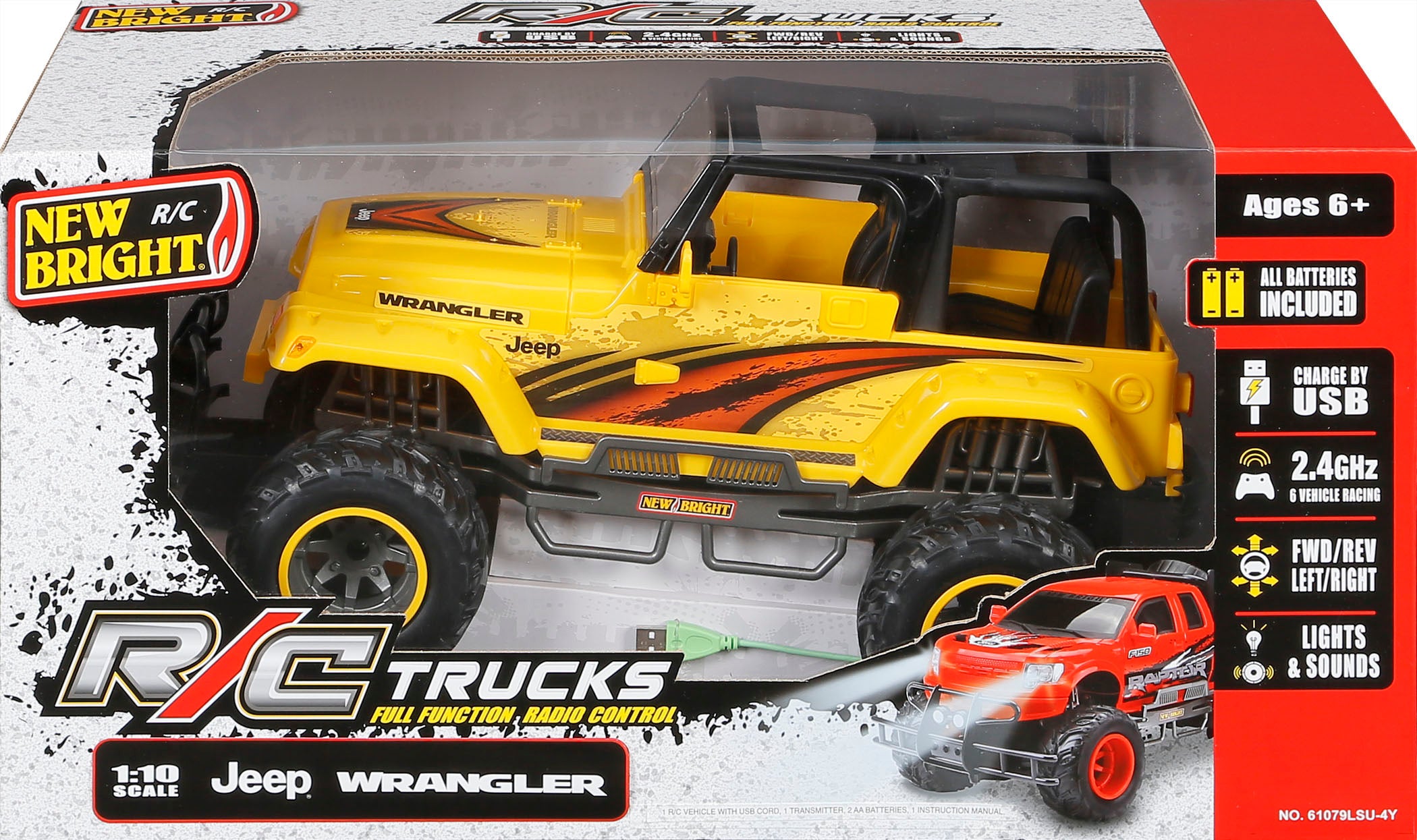New Bright (1:10) Jeep 4-Door Battery Radio Control Truck， 61079LSU-4Y