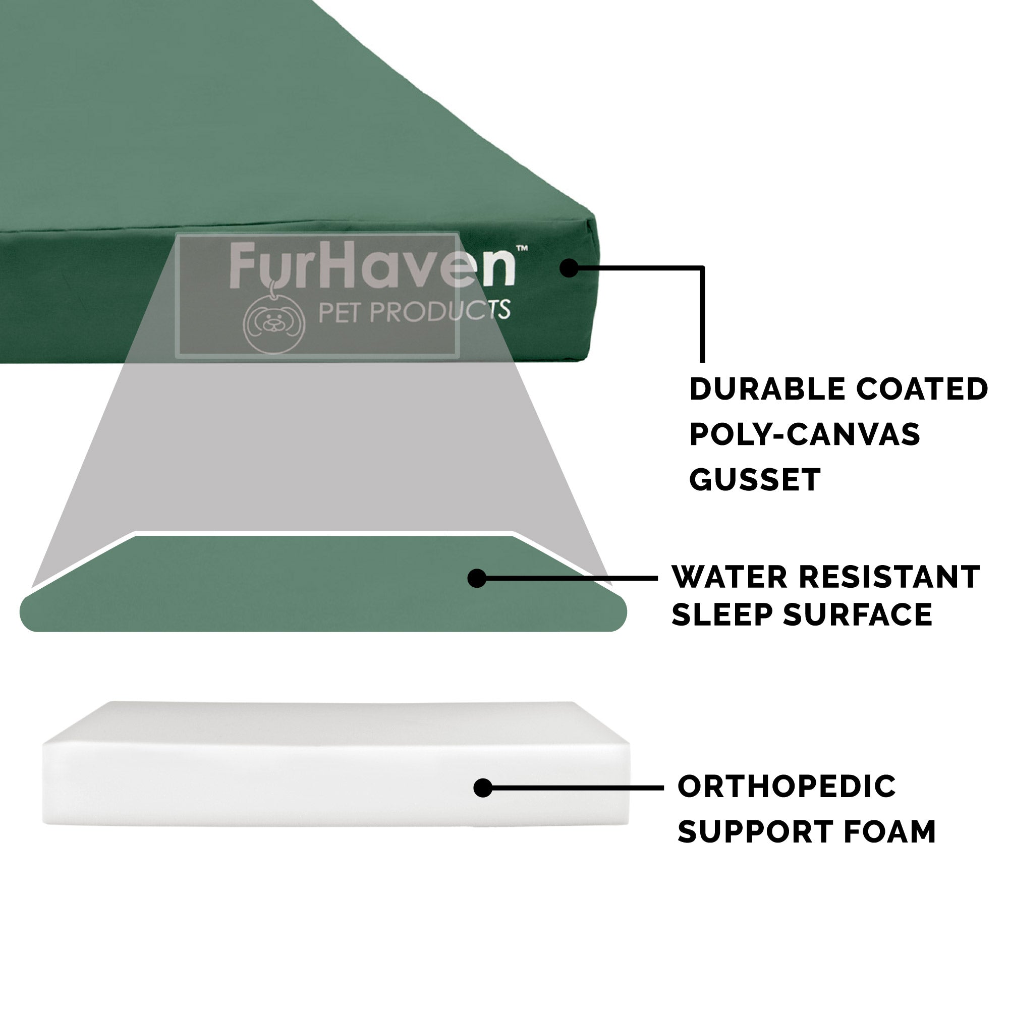 FurHaven | Deluxe Convolute Orthopedic Oxford Indoor/Outdoor Water-Resistant Pet Bed for Dogs and Cats， Forest， Jumbo Plus