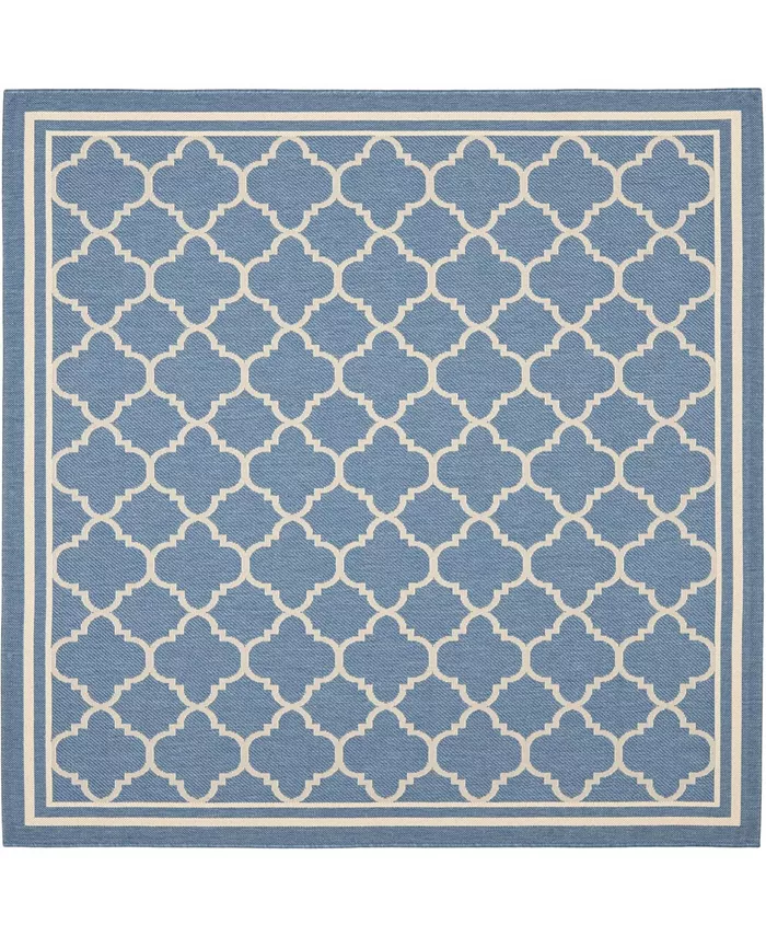 Safavieh Courtyard Blue and Beige 4' x 4' Sisal Weave Square Outdoor Area Rug