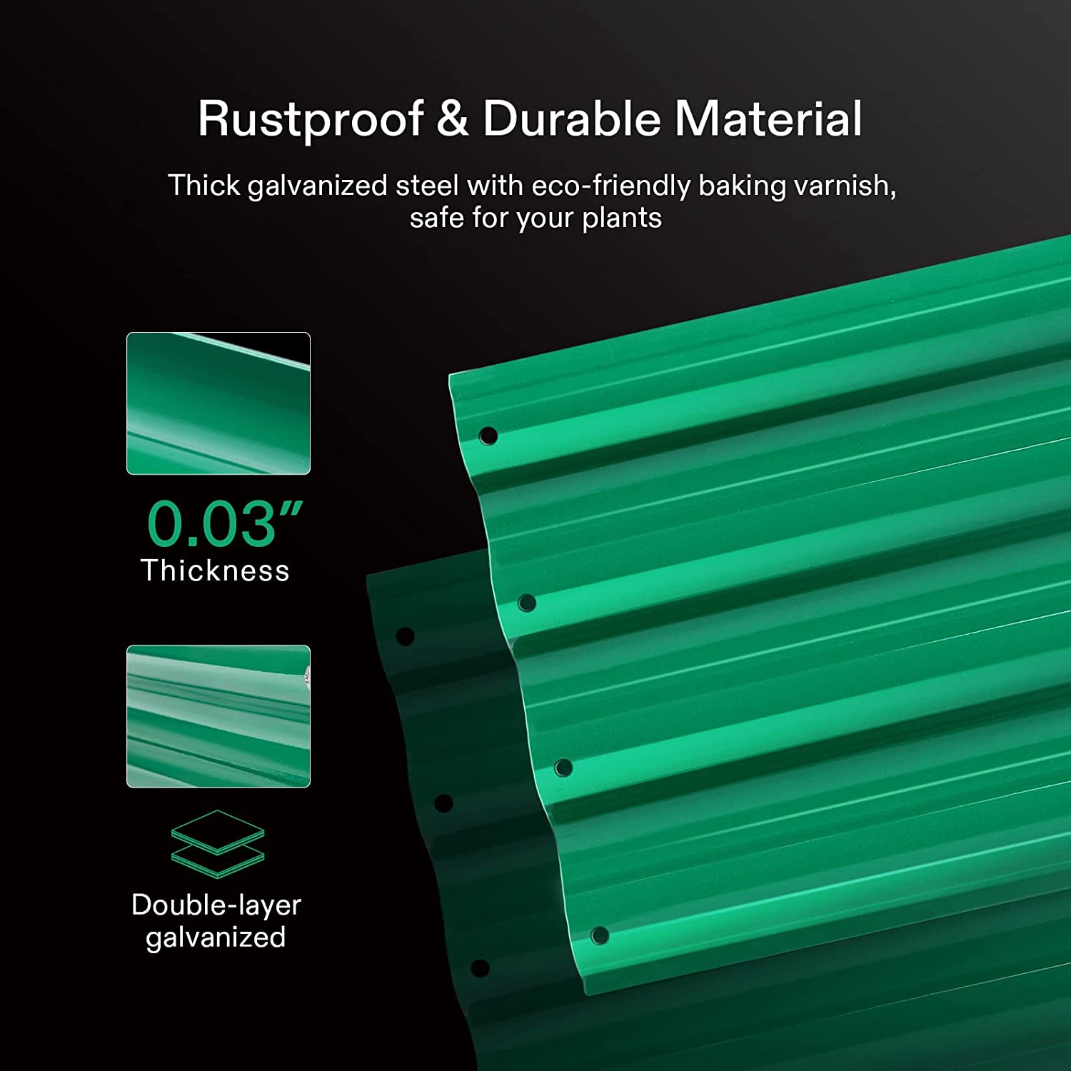 VIVOSUN 4x3x1 ft. Galvanized Raised Garden Beds with Gloves for Outdoor Gardening