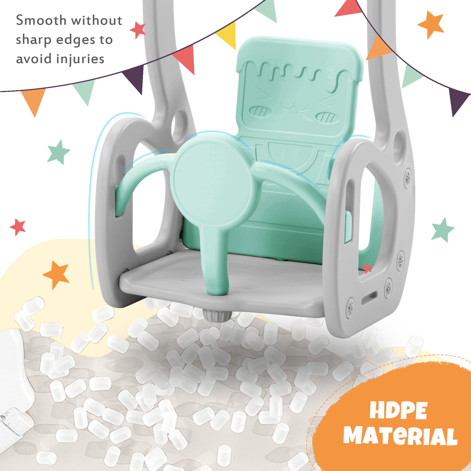 HDJ 3 In 1 Kids Slide and Climber Set with Basketball Hoop，Toddler Slide   Playset for Kids，Indoor Outdoor，Green