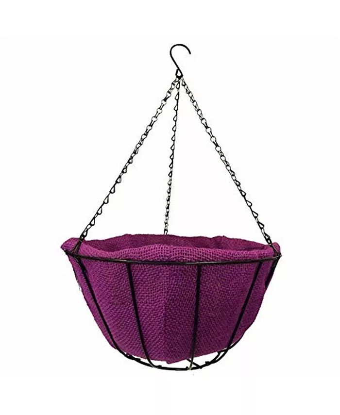 Gardener's Select Hanging Basket with Jute Coco Liner， Lavender - 14in