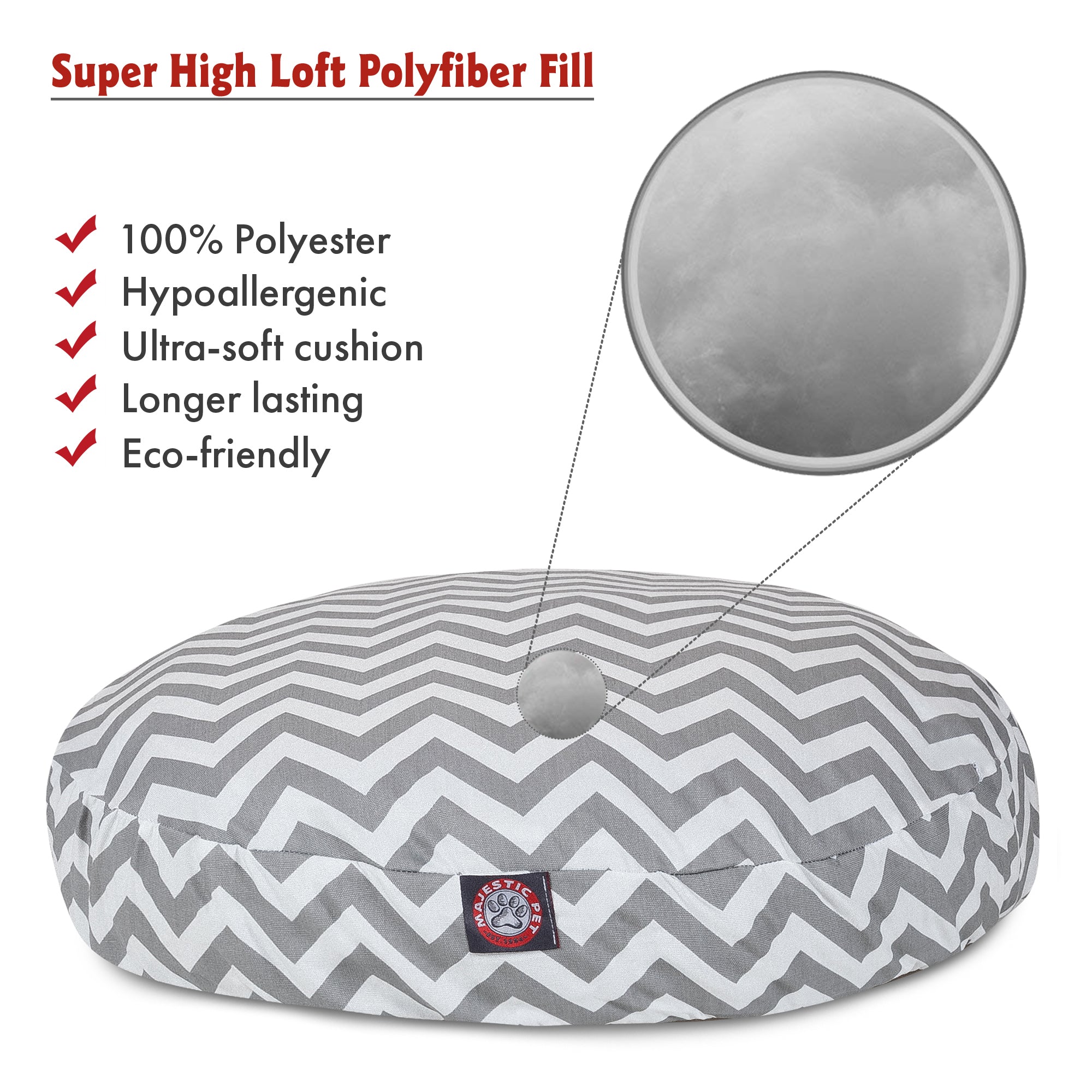 Majestic Pet | Chevron Round Pet Bed For Dogs， Removable Cover， Gray， Medium