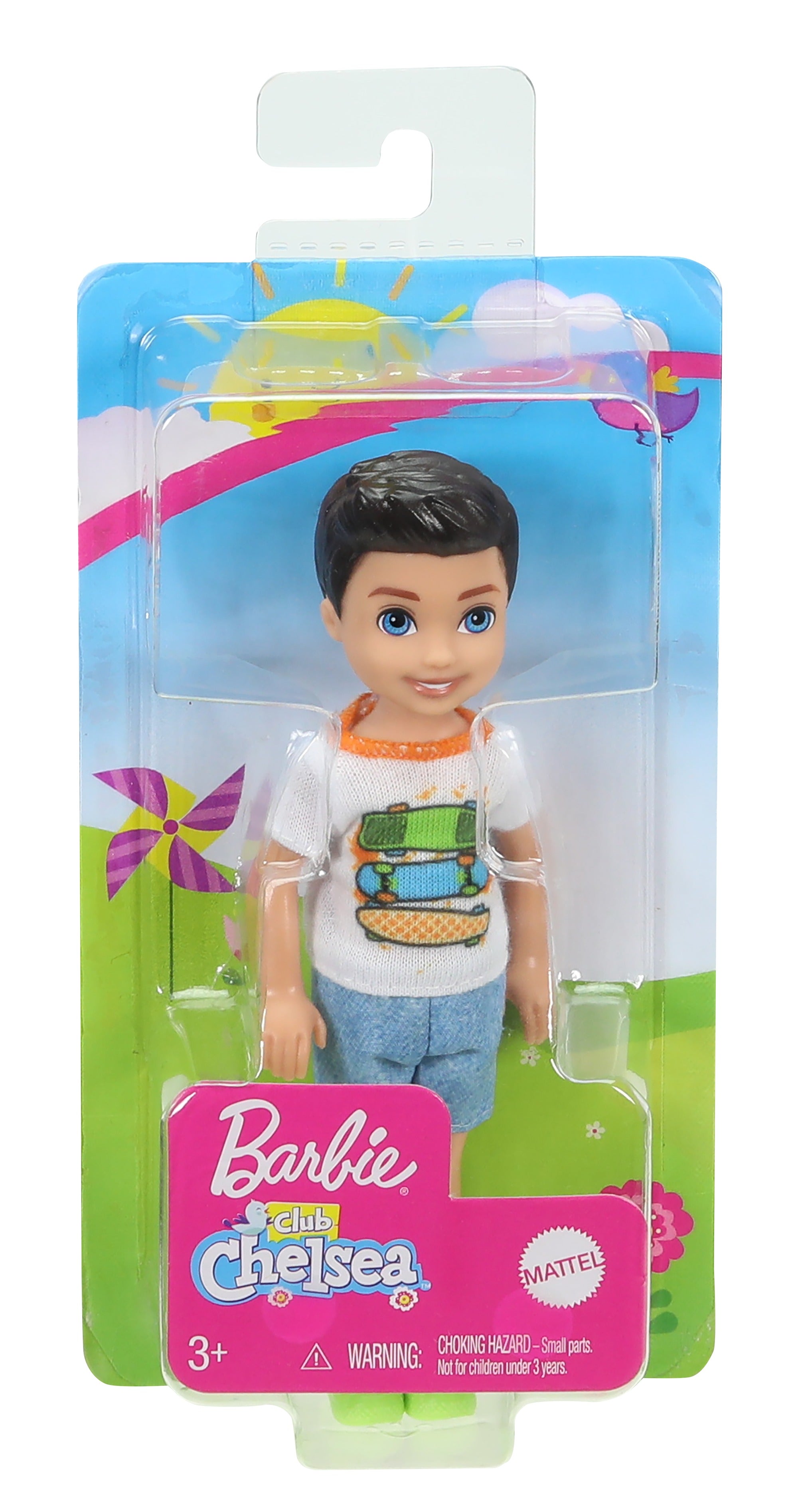 Barbie Club Chelsea Boy Doll (6-Inch Brunette) With Skateboard Shirt And Shorts
