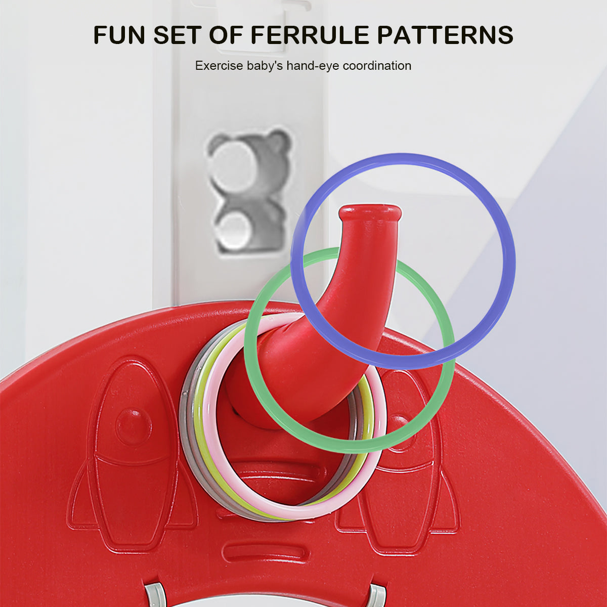 Toddler Basketball Hoop， CASEMIOL Adjustable Height Kids Basketball Hoop with Soccer Goal Ring Toss Golf Game Set， Basketball Hoop for Kids Indoor Outdoor Sports