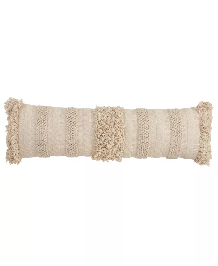 Saro Lifestyle Fringe Striped Decorative Pillow， 12