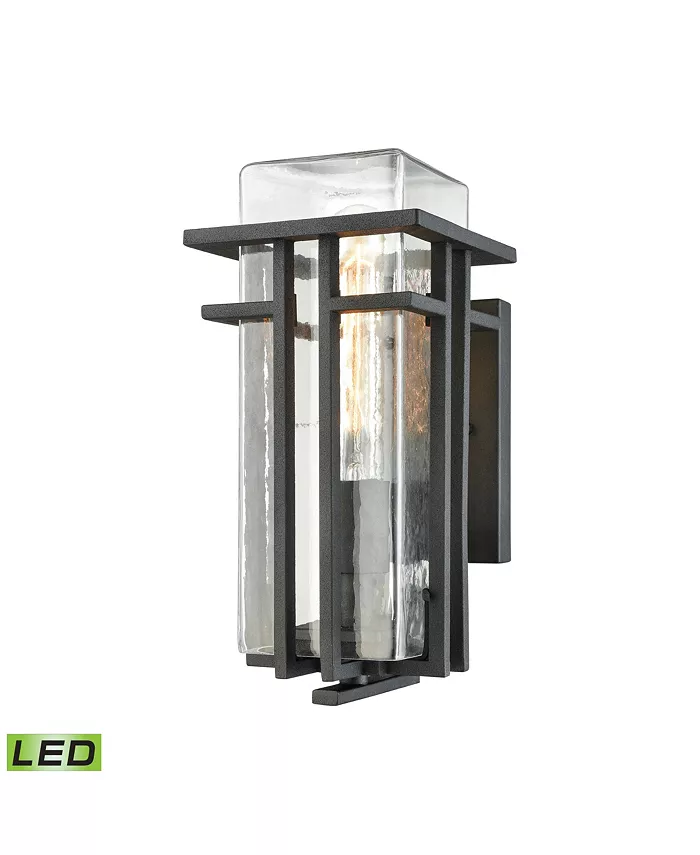 Macy's Croftwell 1 Light Outdoor Wall Sconce in Textured Matte Black with Clear Glass