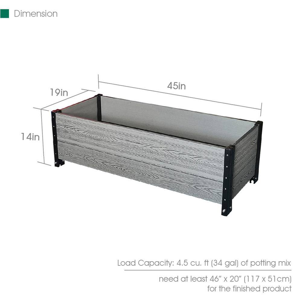 EverBloom 45 in. L x 19 in. W x 14 in. H Deckside Composite Planter Box in Grey E144519G