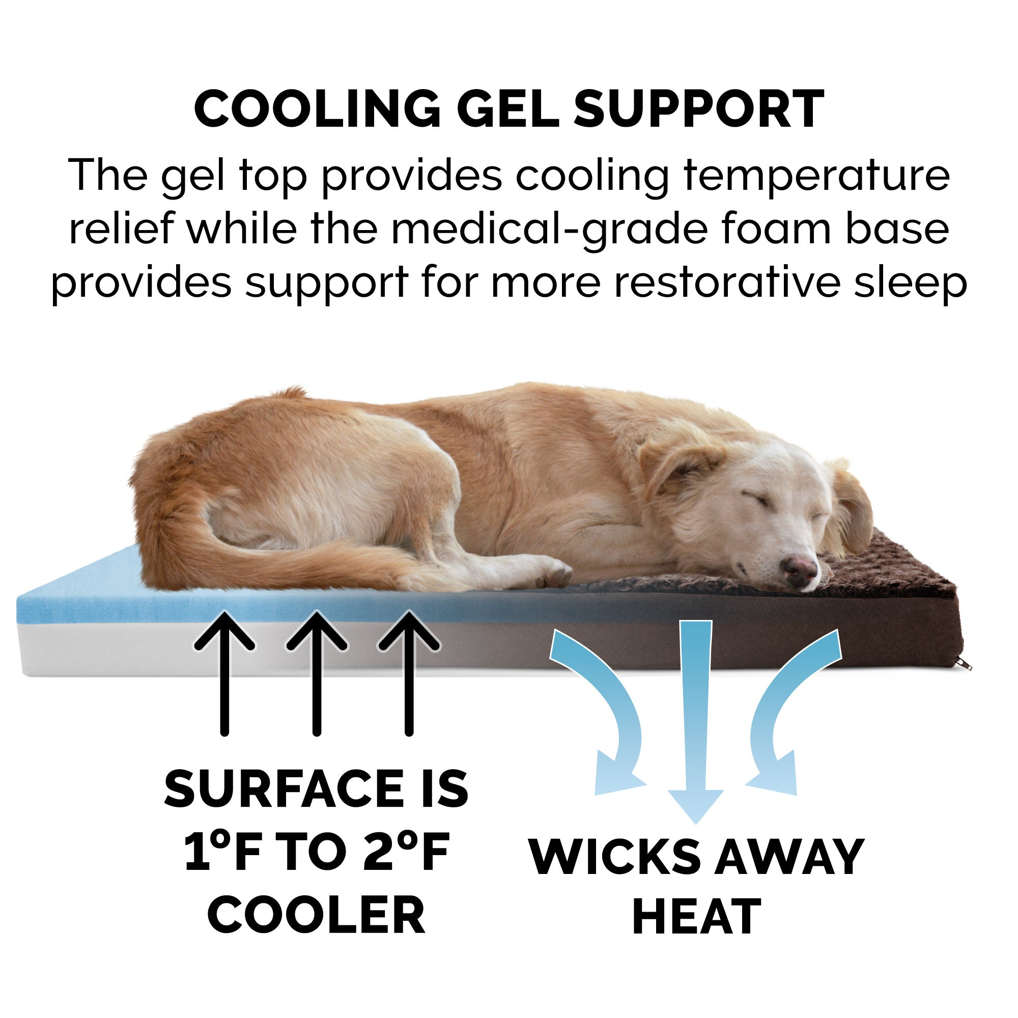FurHaven Pet Products | Deluxe Cooling Gel Memory Foam Orthopedic Ultra Plush Mattress Pet Bed for Dogs and Cats， Chocolate， Jumbo