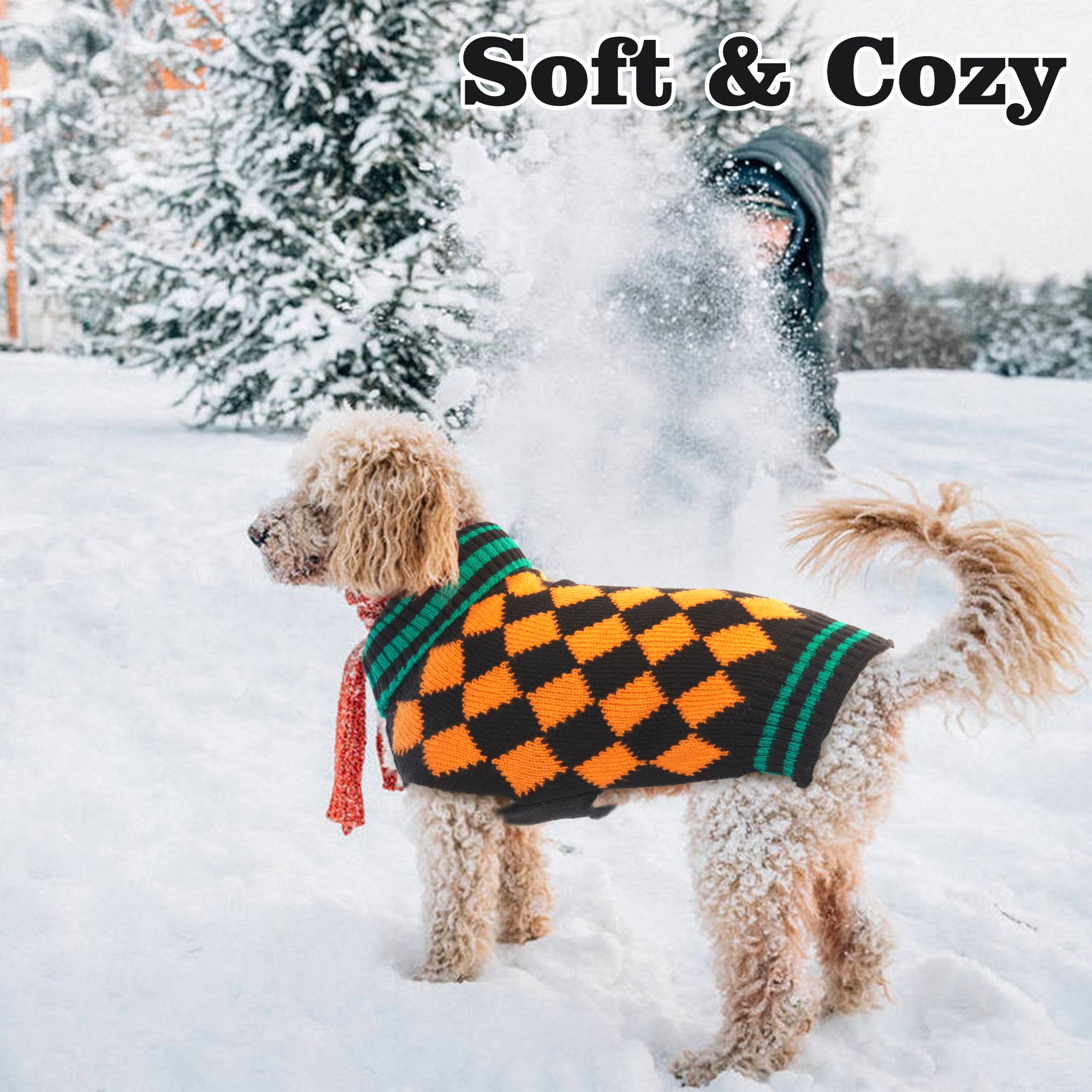 IDOMIK Dog Sweater， Halloween Pullover Dog Knitwear for Cold Weather， Turtleneck Sweaters for Small Medium Dogs， Pet Clothes Cozy Doggie Vest Dog Winter Coat Costume