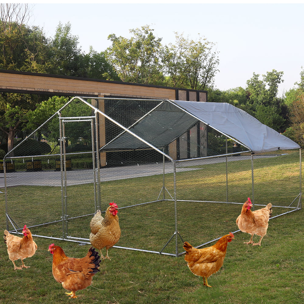 Holaki Large Metal Chicken Coop Hen Run House Flat Walk-in Cage 10x13x6.4 ft