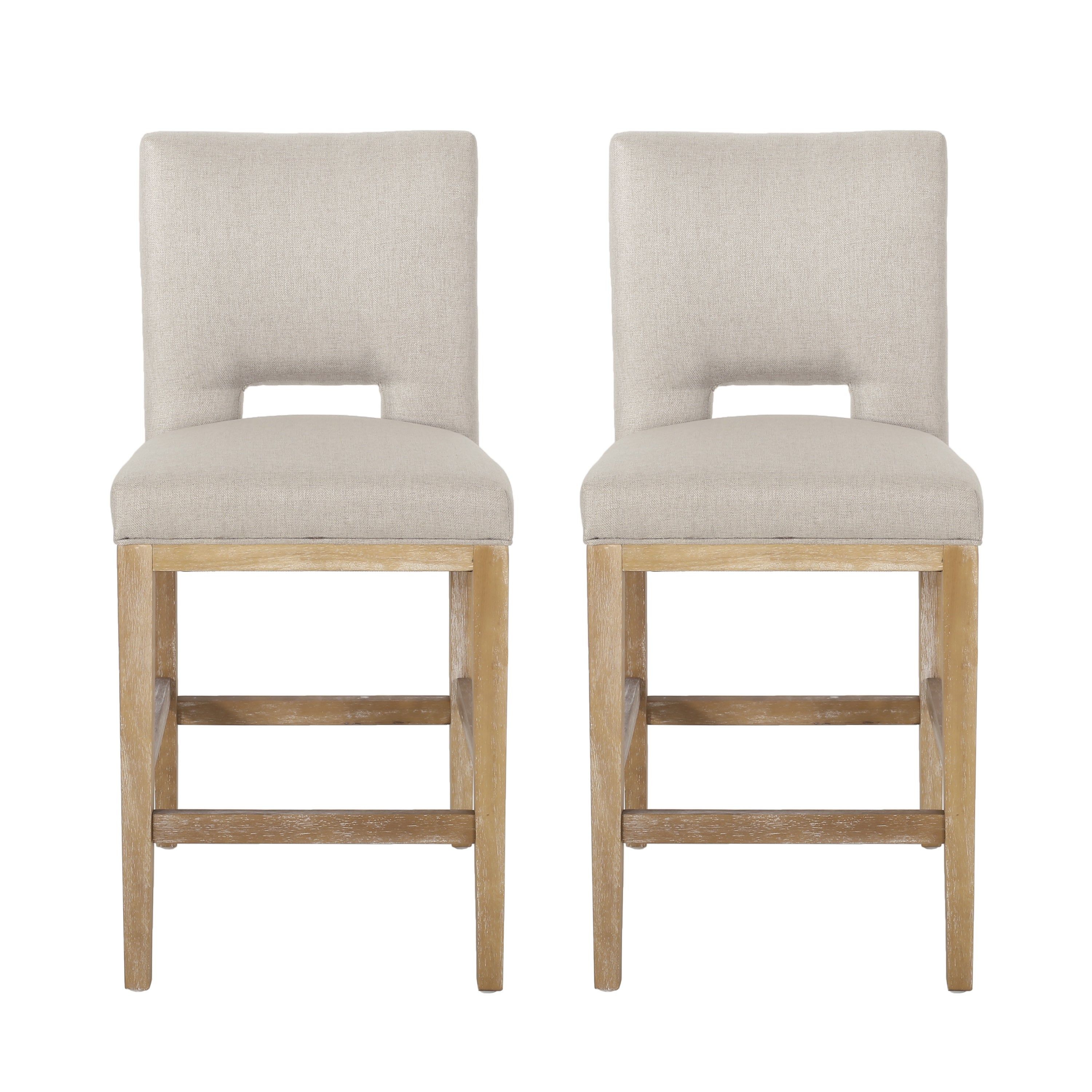Kiara Contemporary Fabric Upholstered 27 Inch Counter Stools, Set of 2