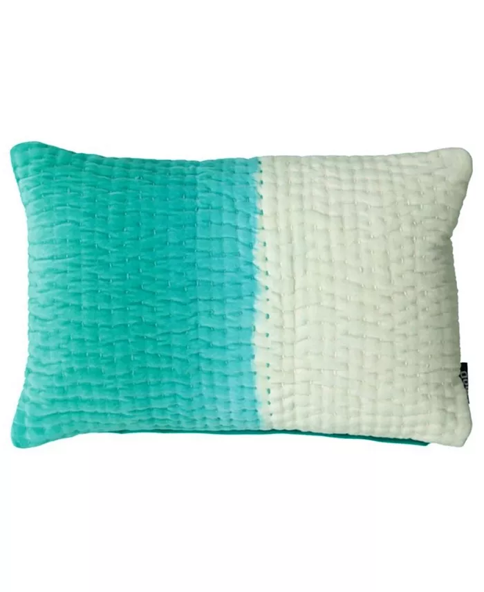 Mod Lifestyles Aqua Collection Ombre Velvet Kantha Stitch Pillow， 14