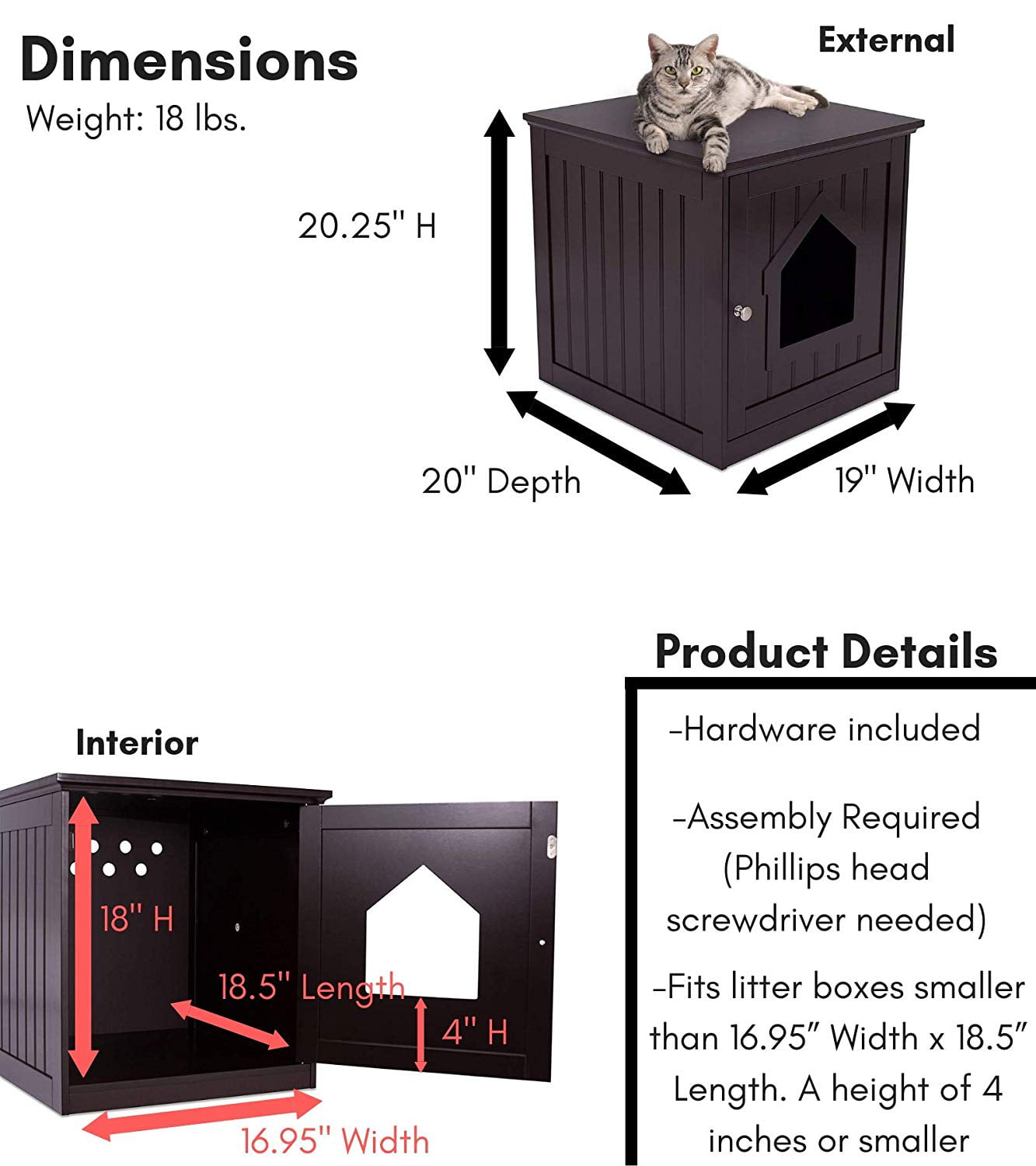Internet's Best Decorative Cat House and Side Table - Espresso