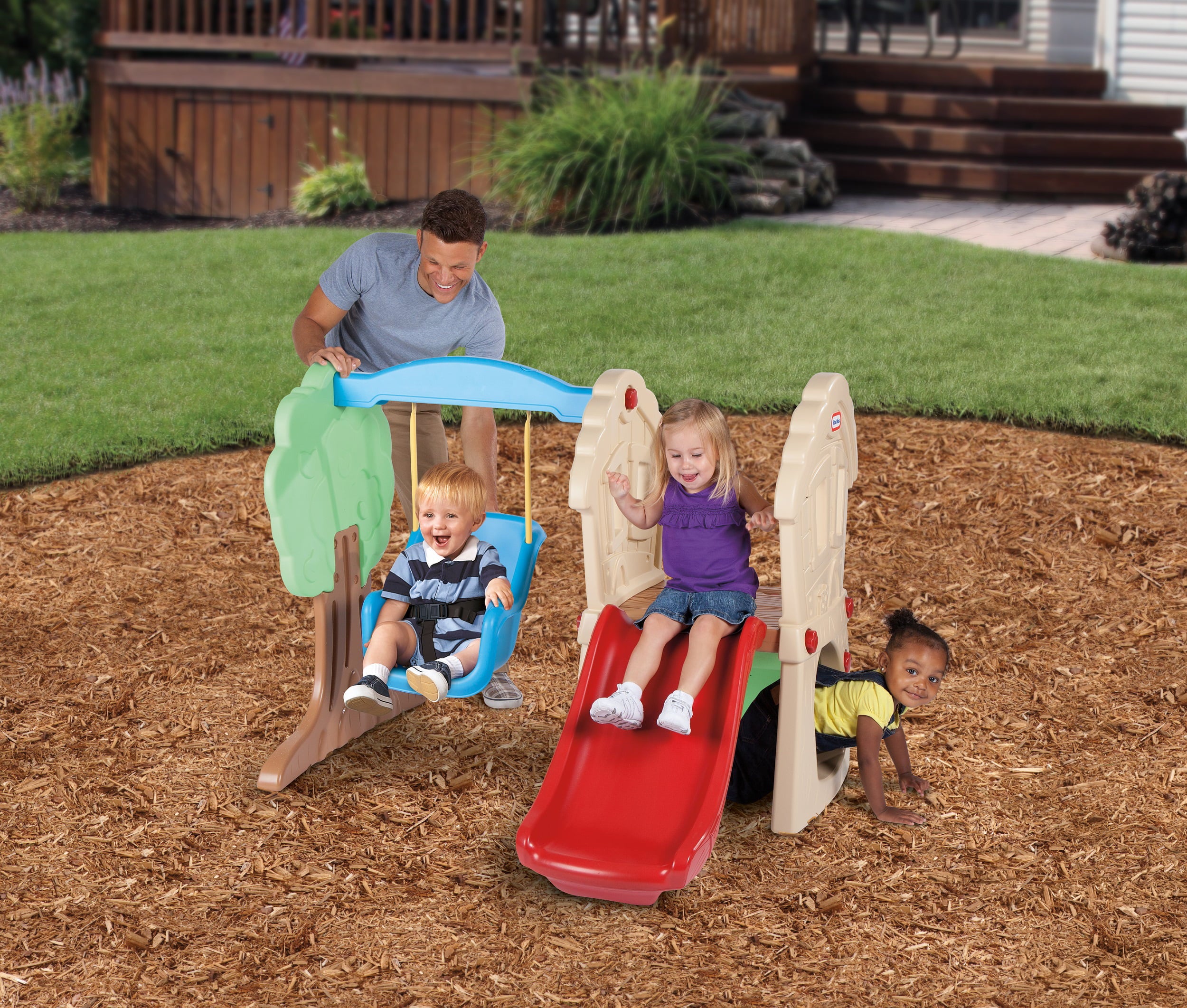 Little Tikes Hide and Seek Climber and Swing - Kids Slide Backyard Play Set