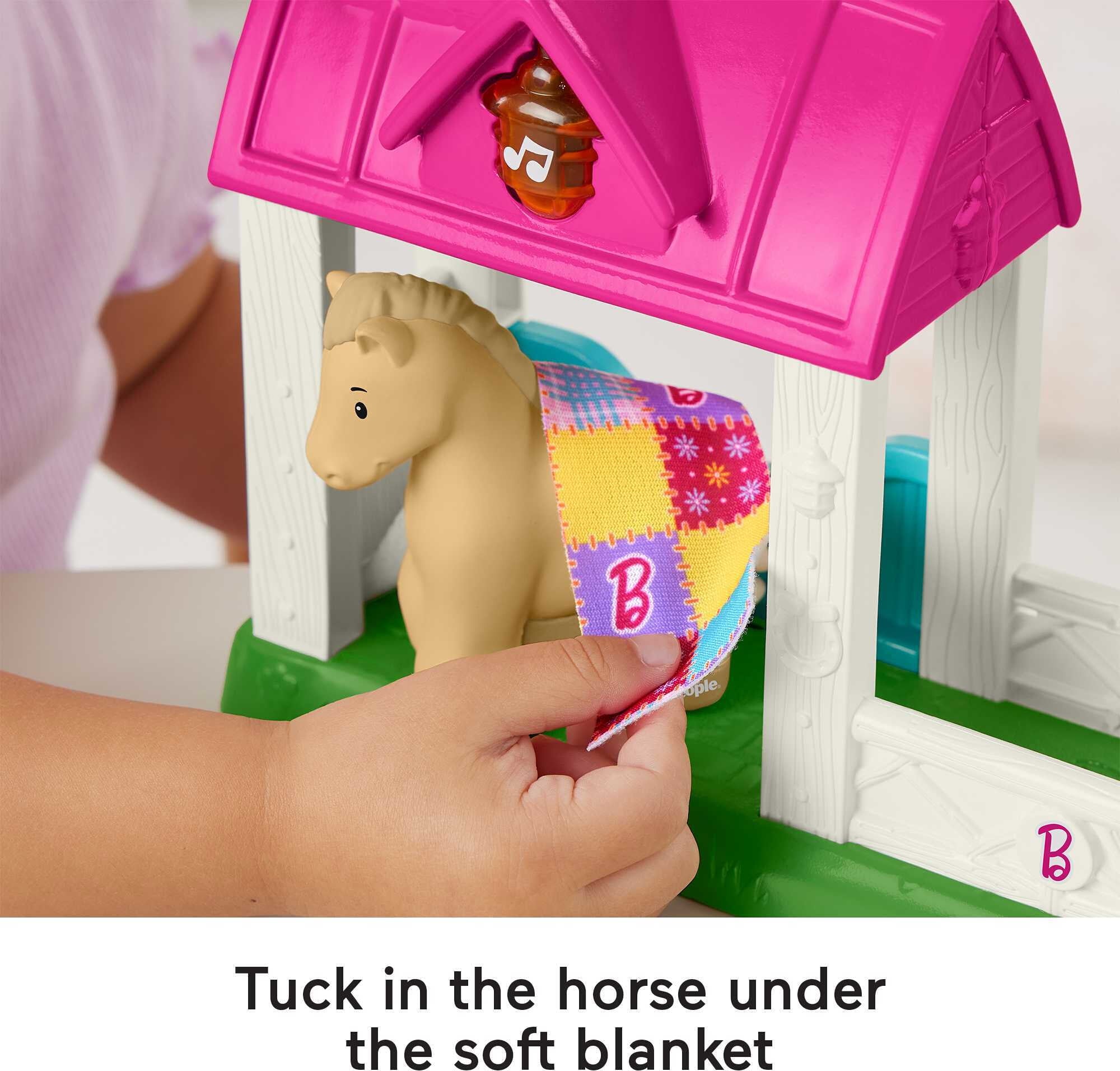 Fisher-Price Little People Barbie Horse Stable Toddler Playset with Light Sounds & 7 Pieces