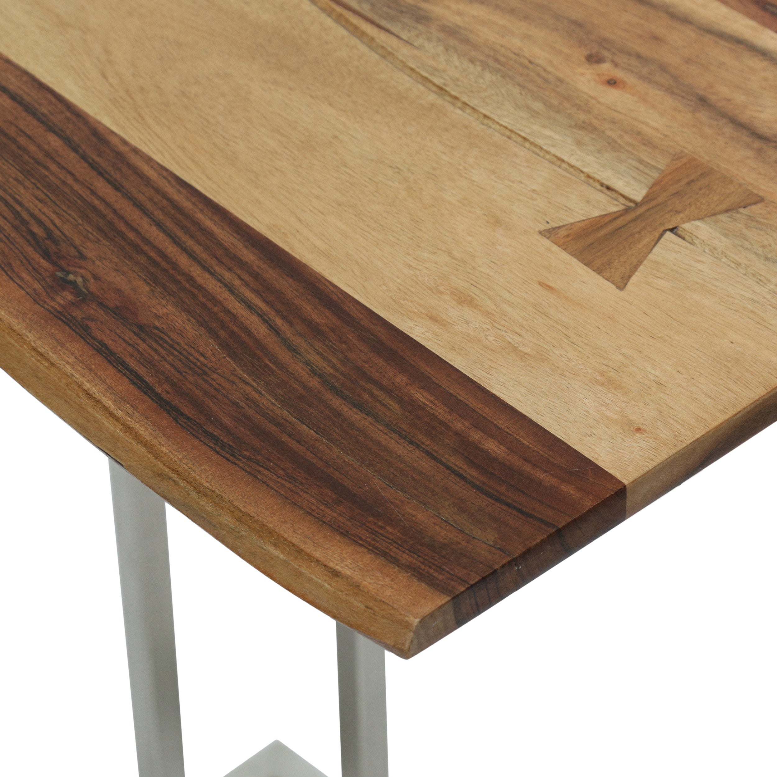 Archie McManus Rustic Glam Handcrafted C-Shaped End Table, Natural and Silver