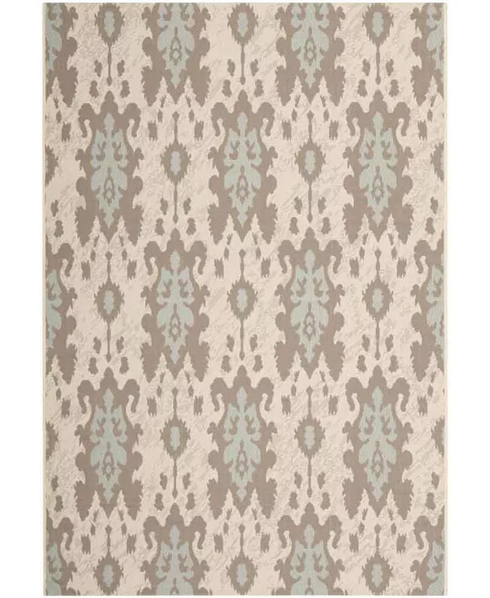 Safavieh Courtyard Beige Dark Beige and Aqua Weft 2' x 3'7