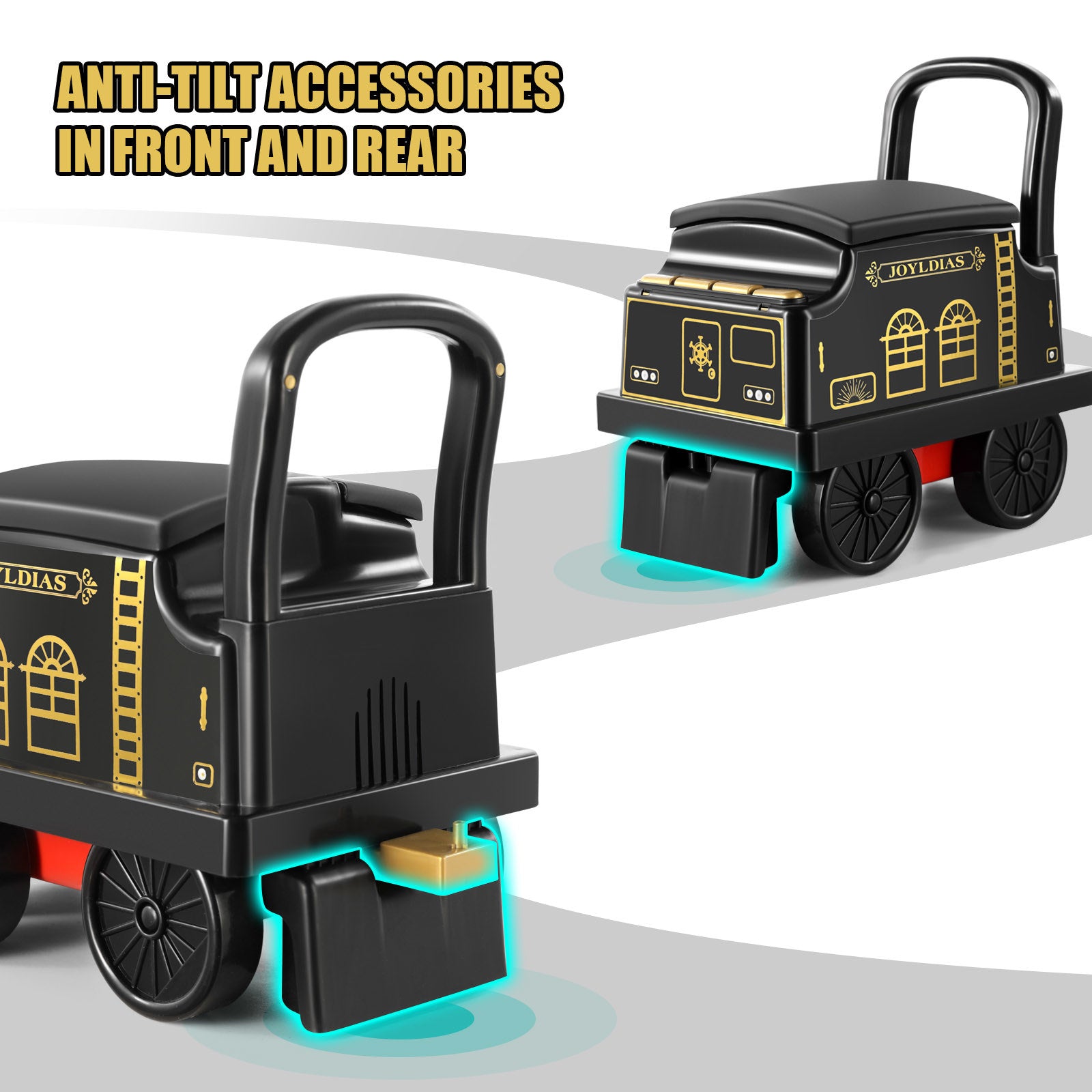 JOYLDIAS Train Carriage for Ride on Train with Songs， Stories， Storage and Handle， Black