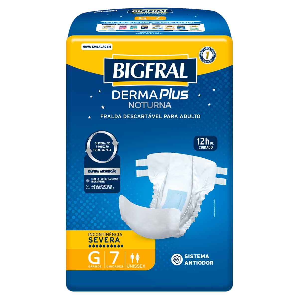 Fralda Descartavel Adulto Bigfral Derma Plus Noturna G Pacote 7 Unidades