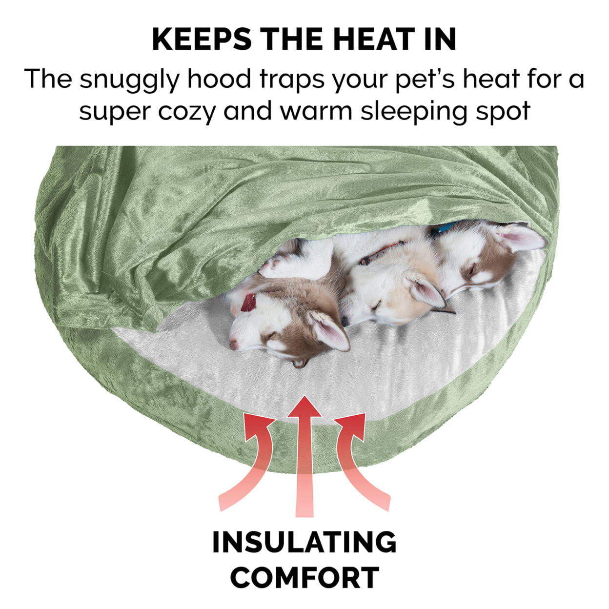 FurHaven | Orthopedic Microvelvet Snuggery Burrow Pet Bed for Dogs and Cats， Sage， 26-Inch