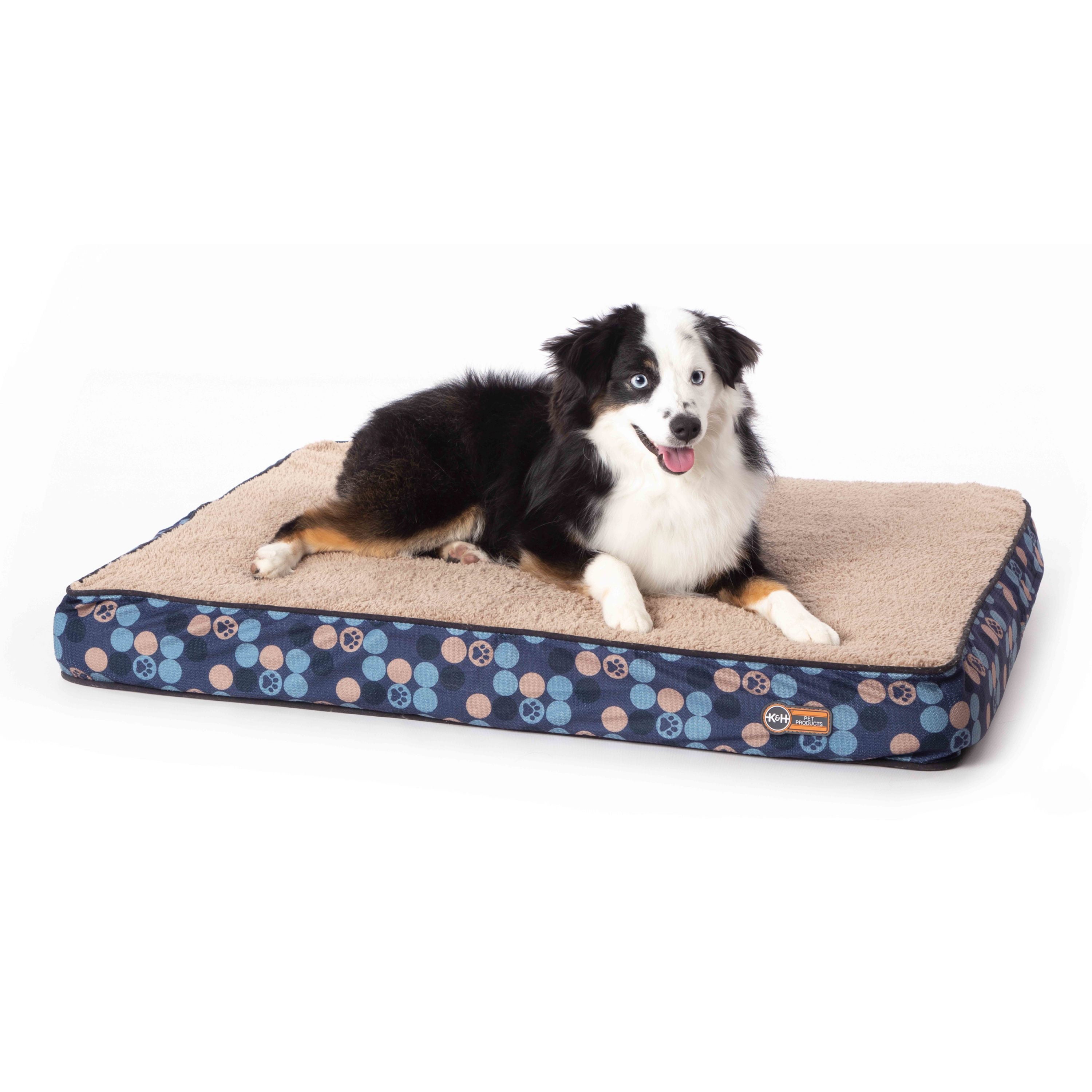 KandH Pet Products Superior Orthopedic Dog Bed Navy/Paw Medium 30 X 40 Inches